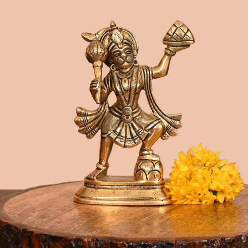 Brass Hanuman Murti for Home Temple 5 Inches
