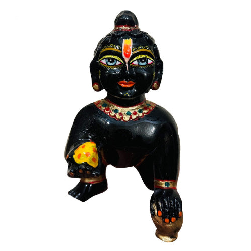 Black marble laddu Gopal Murti 6 Inch