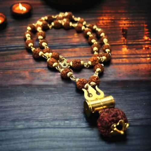 Gold Plated Rudraksh Trishool Locket