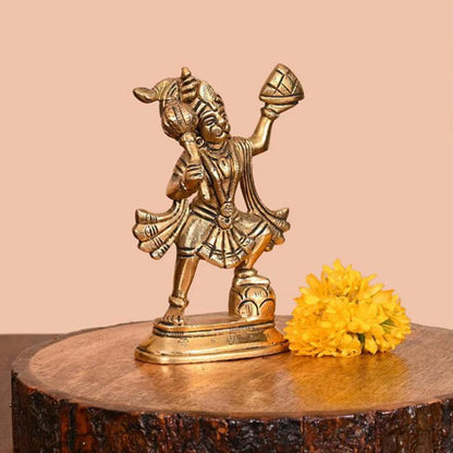 Brass Hanuman Murti for Home Temple 5 Inches