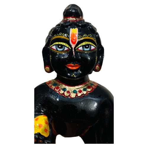 Black marble laddu Gopal Murti 6 Inch