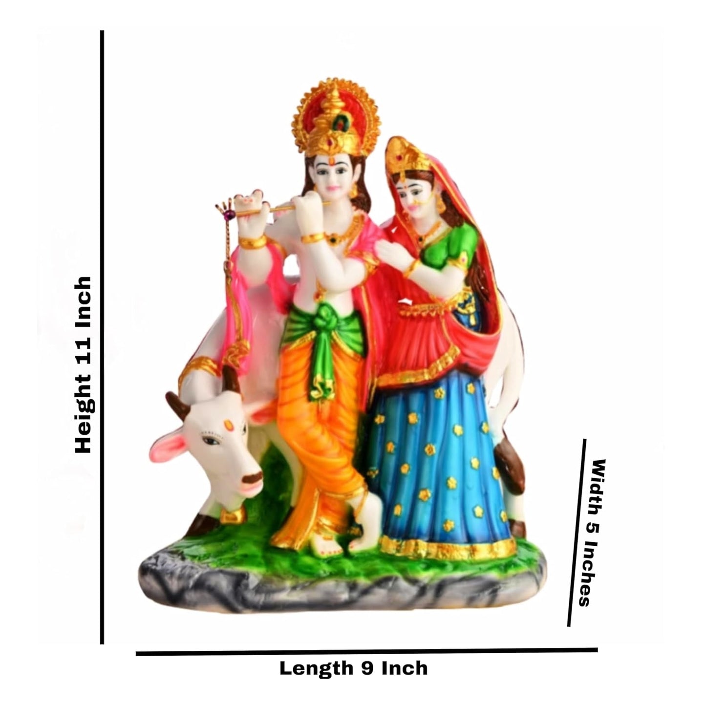 Cow Radha Krishan Murti 12 Inch
